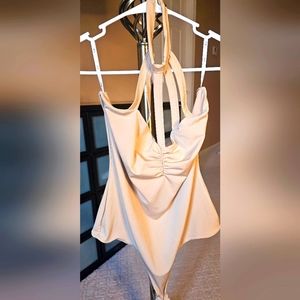 IRIS Tan Halterneck Bodysuit Top [L]